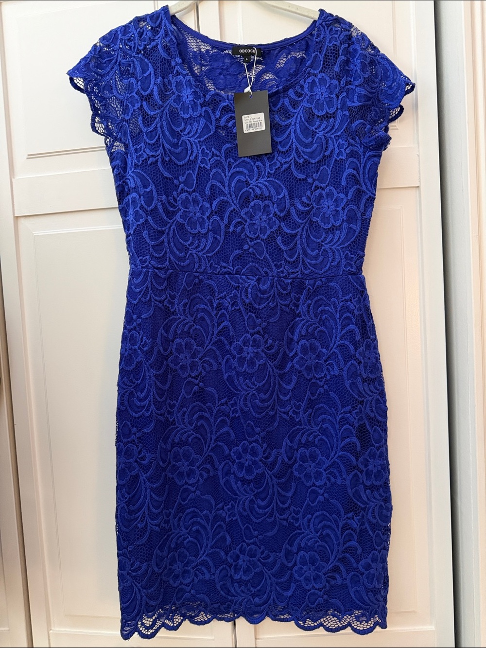 Cobalt Lace Sheath Mini Dress by odcocd